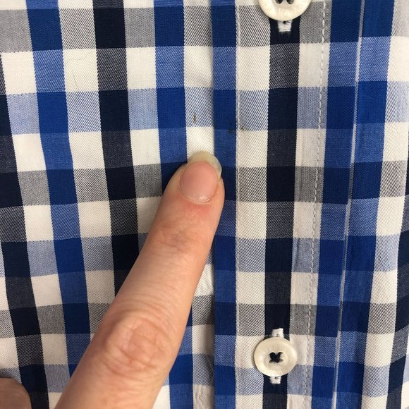 English Laundry Men's Size 16.5 (34/35) Blue White Checkered Button Down Shirt - Picture 6 of 11